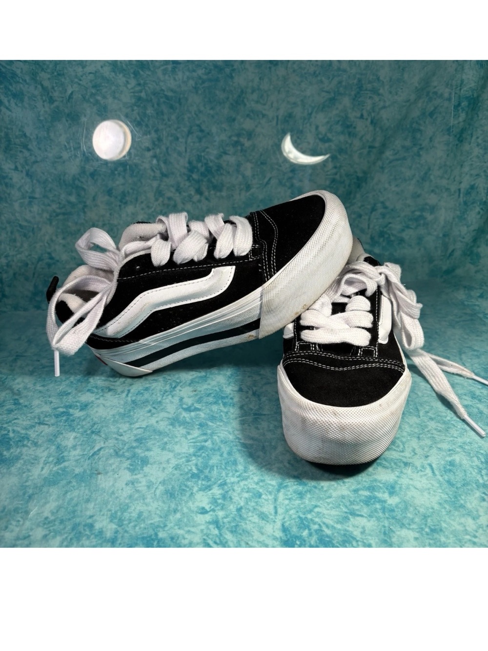 Vans Knu Skool Platform Women’s Black White Suede Chunky Low Top Shoes Size 6